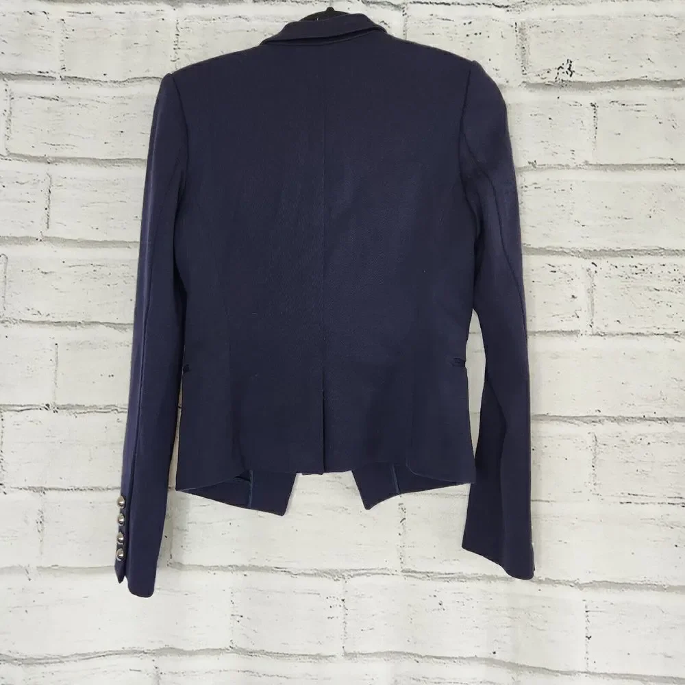 Elizabeth And James Women’s Dark Blue Long Sleeved Button Up Blazer XS Sailor